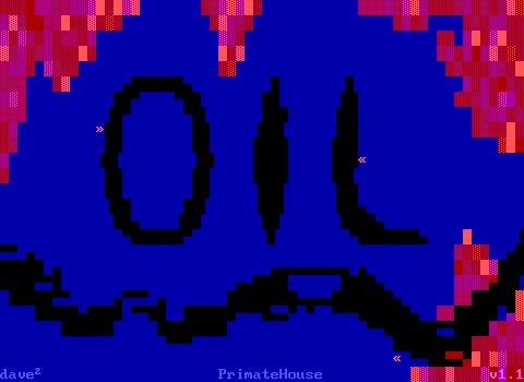 The title screen of OIL for ZZT. The inky black oil animates almost as if it were the real thing!